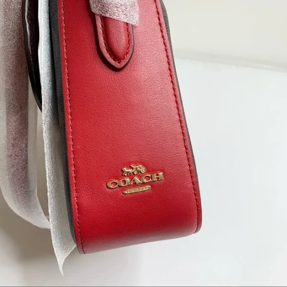 Coach Marlie Top Handle Satchel In Signature Canvas Handbag Bag Brown Red - Picture 9 of 13